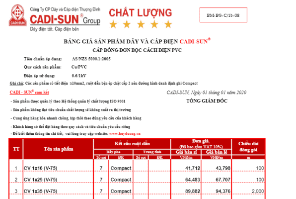 bang-gia-day-va-cap-dien-cadisun